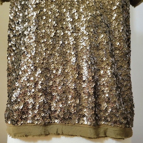 J.CREW Sequin Olive Drab Color  Women's Silk Top size Small - Picture 4 of 9